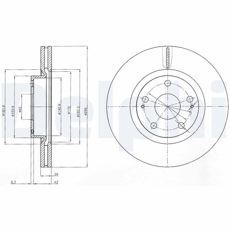 Delphi Bremsscheibe [Hersteller-Nr. BG4113] für Toyota
