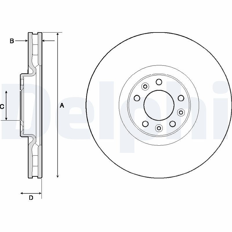 Delphi Bremsscheibe [Hersteller-Nr. BG9151C] für Peugeot, Citroën, Peugeot (df-psa)
