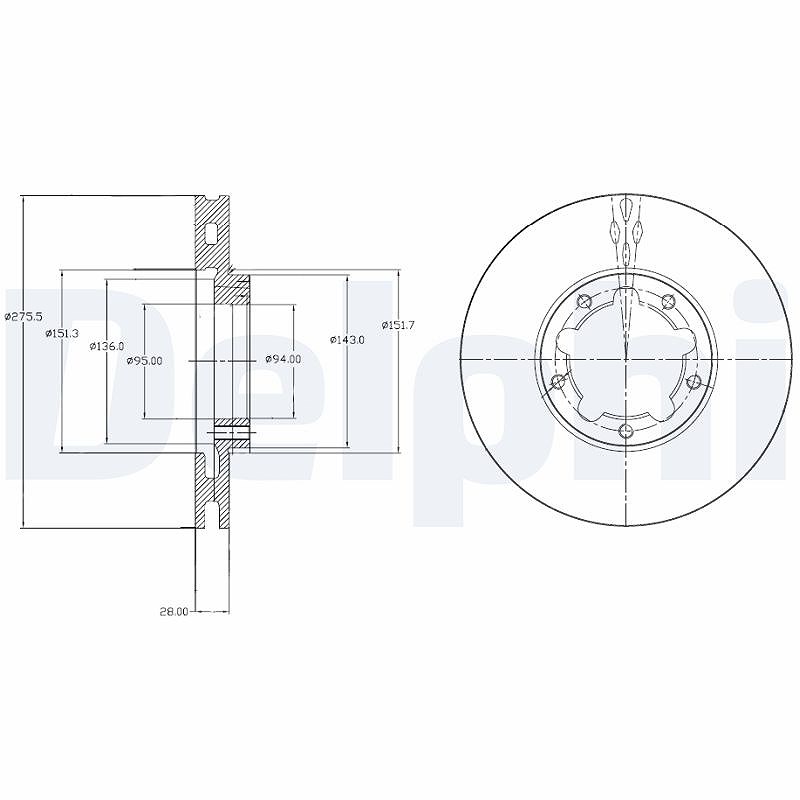 Delphi Bremsscheibe [Hersteller-Nr. BG4217] für Mercedes-Benz, Nissan