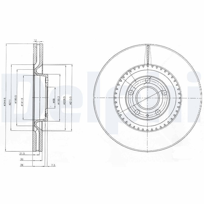 Delphi Bremsscheibe [Hersteller-Nr. BG9003] für Audi