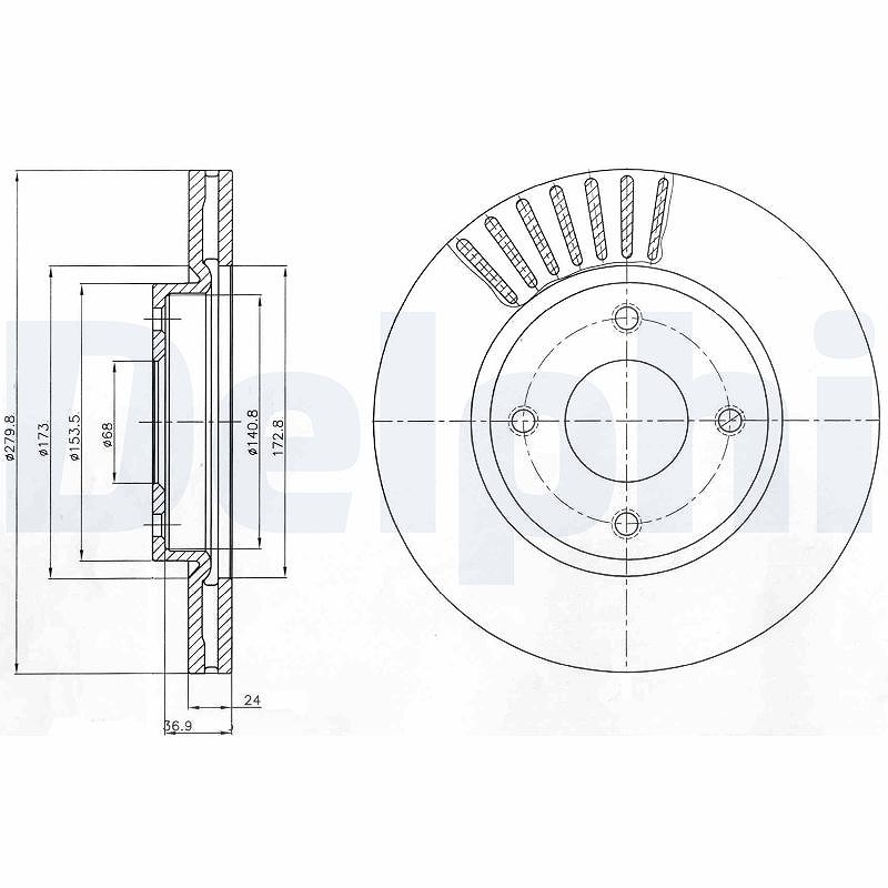 Delphi Bremsscheibe [Hersteller-Nr. BG4337] für Nissan
