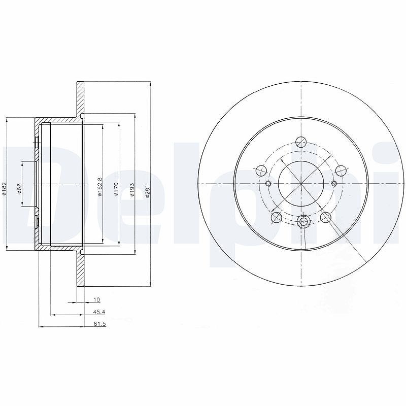 Delphi Bremsscheibe [Hersteller-Nr. BG4268] für Toyota, Lexus