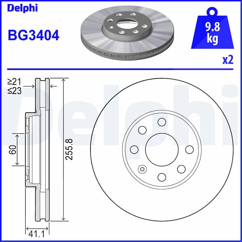 Delphi Bremsscheibe [Hersteller-Nr. BG3404] für Opel, Vauxhall