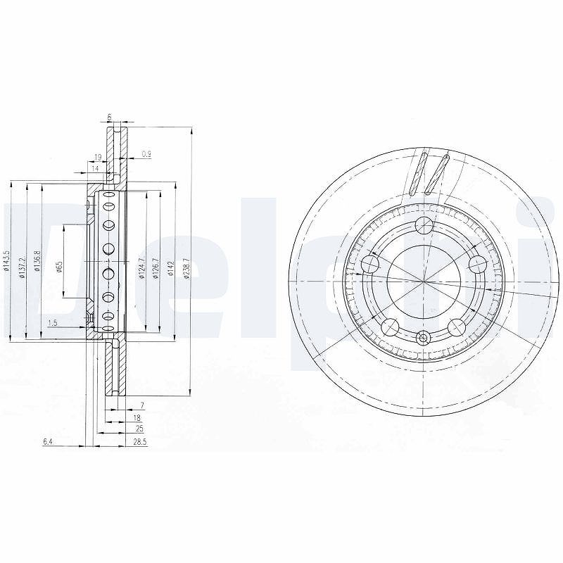 Delphi Bremsscheibe [Hersteller-Nr. BG3695] für Skoda, Mercedes-Benz, VW