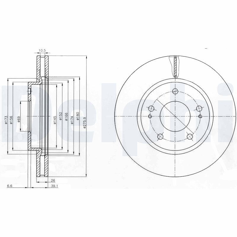 Delphi Bremsscheibe [Hersteller-Nr. BG4147] für Mitsubishi