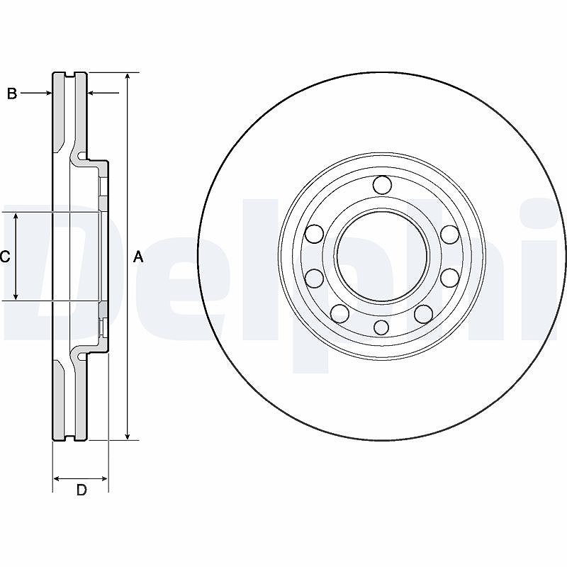 Delphi Bremsscheibe [Hersteller-Nr. BG3713C] für Fiat, Saab, Vauxhall, Opel, Cadillac