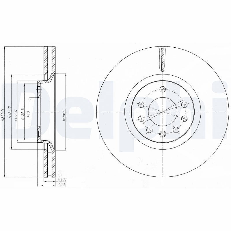 Delphi Bremsscheibe [Hersteller-Nr. BG4185C] für Opel, Vauxhall