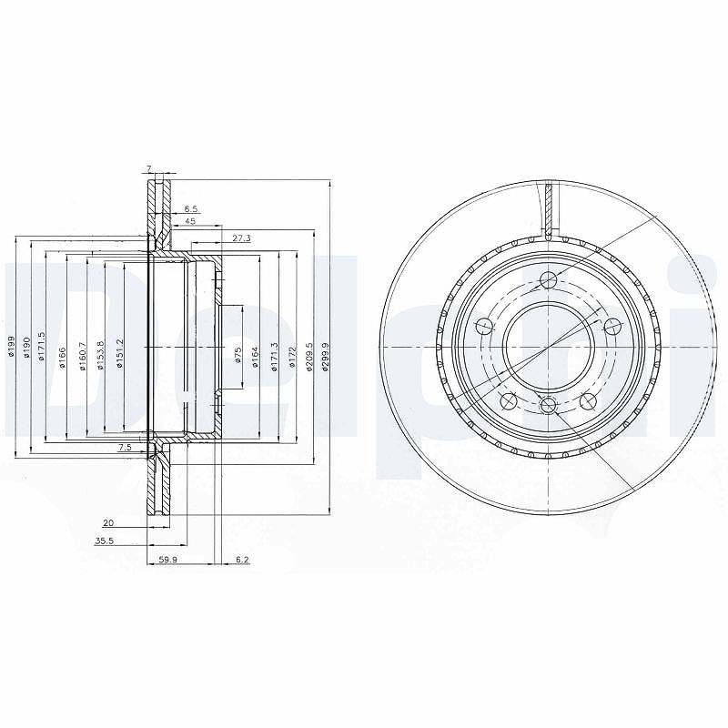 Delphi Bremsscheibe Hinterachse Belüftet [Hersteller-Nr. BG3901C] für BMW, Sym