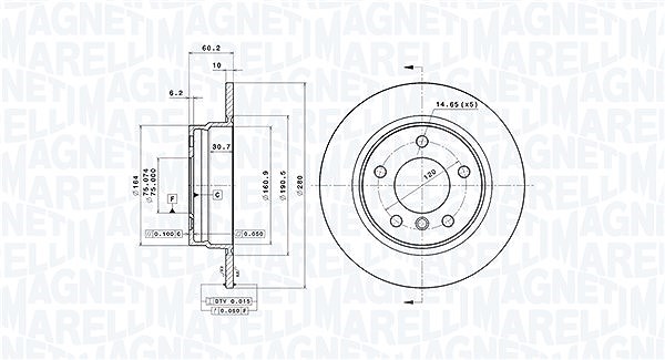 Magneti Marelli Bremsscheibe [Hersteller-Nr. 360406016101] für BMW