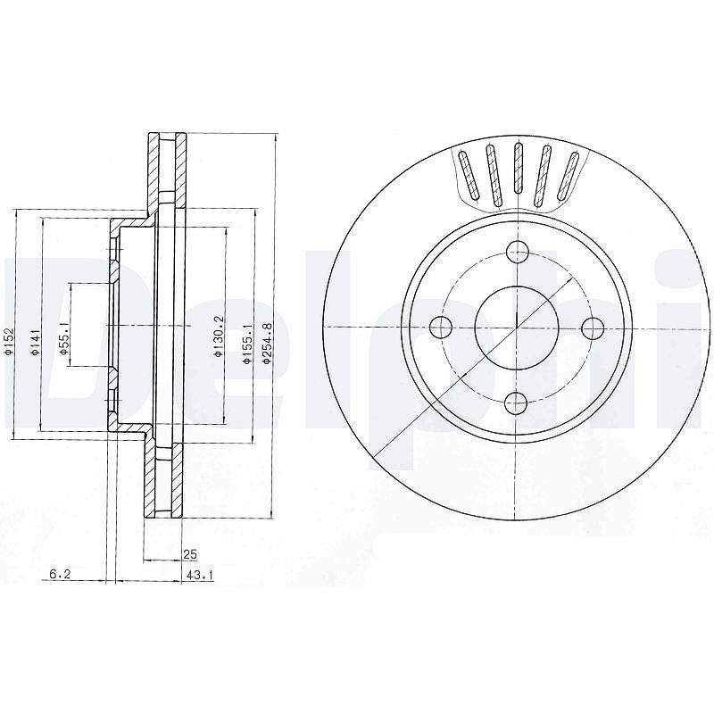 Delphi Bremsscheibe [Hersteller-Nr. BG3781] für Toyota