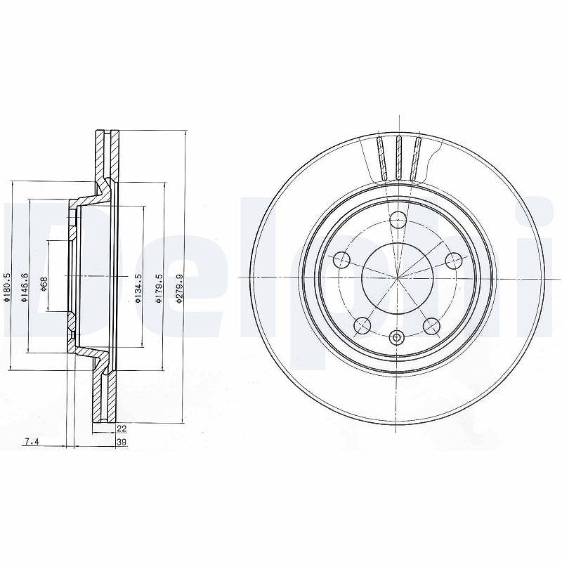 Delphi Bremsscheibe [Hersteller-Nr. BG3198] für VW, Audi, Seat