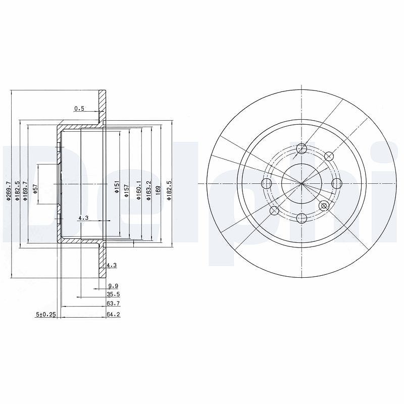 Delphi Bremsscheibe [Hersteller-Nr. BG3141] für Opel, Vauxhall