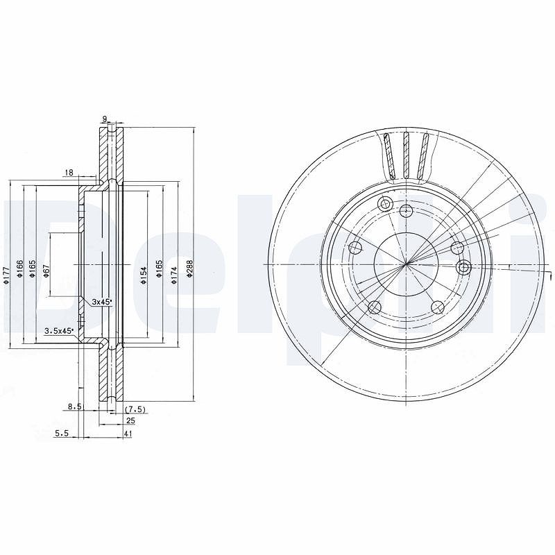 Delphi Bremsscheibe [Hersteller-Nr. BG3240C] für Mercedes-Benz