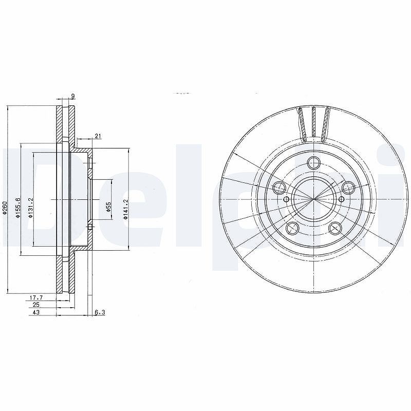 Delphi Bremsscheibe [Hersteller-Nr. BG3347] für Toyota
