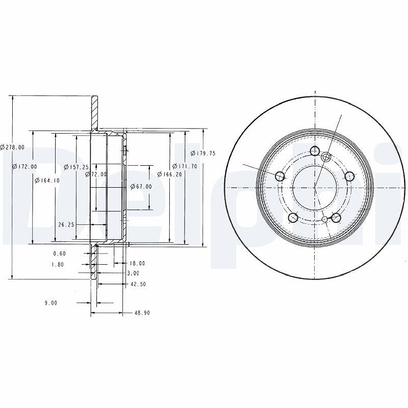 Delphi Bremsscheibe [Hersteller-Nr. BG3326C] für Mercedes-Benz, Chrysler