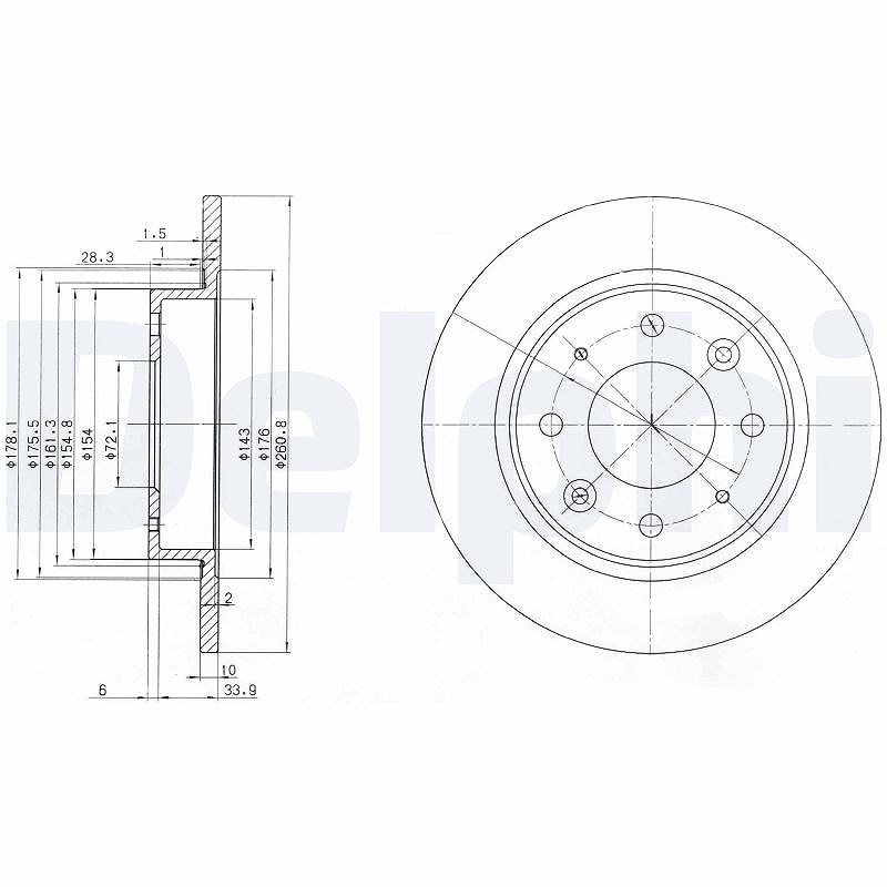 Delphi Bremsscheibe [Hersteller-Nr. BG3336] für Kia