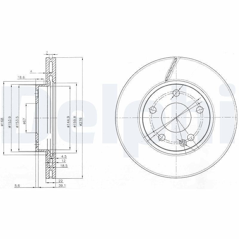 Delphi Bremsscheibe [Hersteller-Nr. BG3845C] für Mercedes-Benz