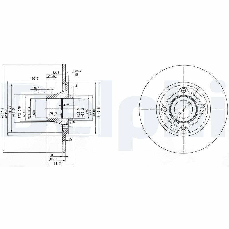 Delphi Bremsscheibe [Hersteller-Nr. BG3360] für Renault