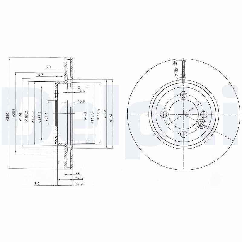 Delphi Bremsscheibe [Hersteller-Nr. BG4146C] für Mini