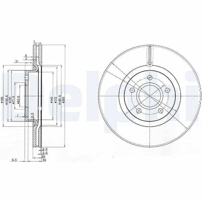 Delphi Bremsscheibe [Hersteller-Nr. BG3895C] für Land Rover, Ford, Volvo