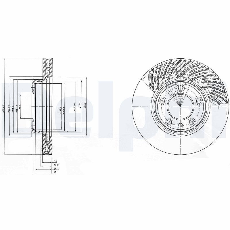 Delphi Bremsscheibe [Hersteller-Nr. BG9949] für Porsche, VW