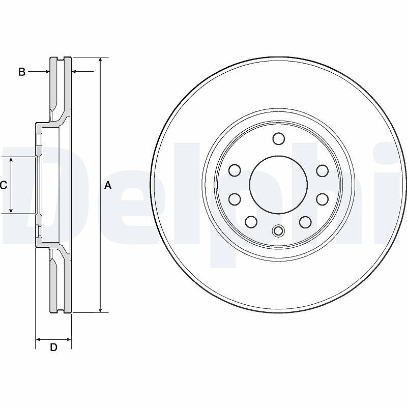 Delphi Bremsscheibe [Hersteller-Nr. BG3770C] für Opel, Saab, Vauxhall