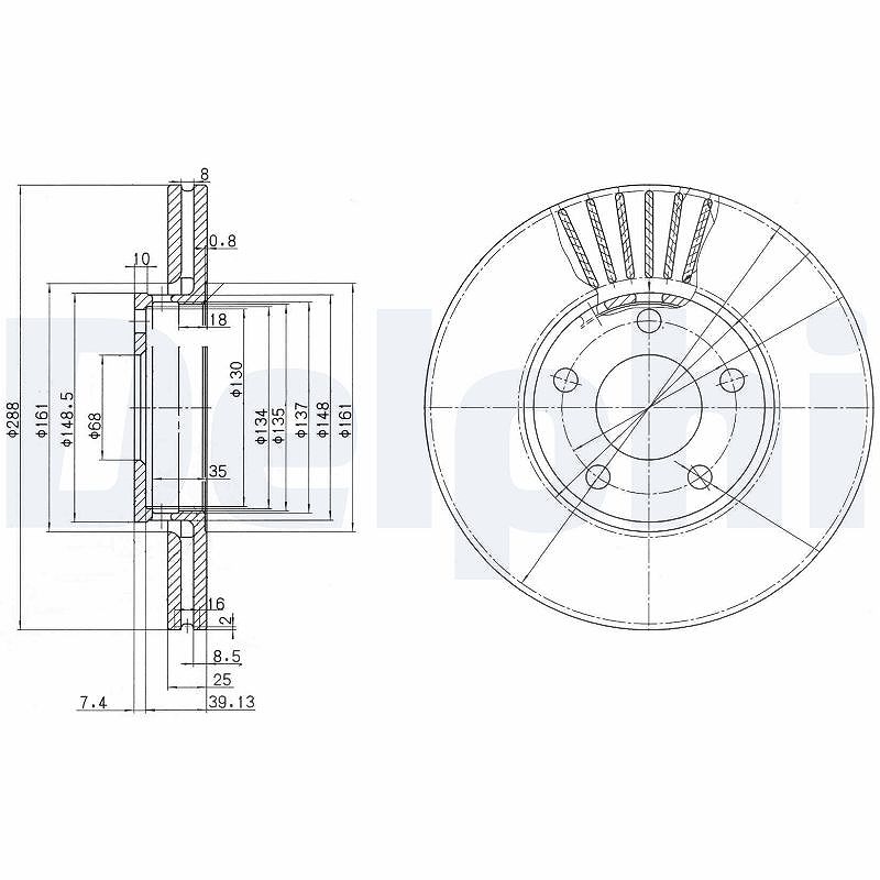 Delphi Bremsscheibe [Hersteller-Nr. BG2745] für Audi, Seat, VW, Skoda