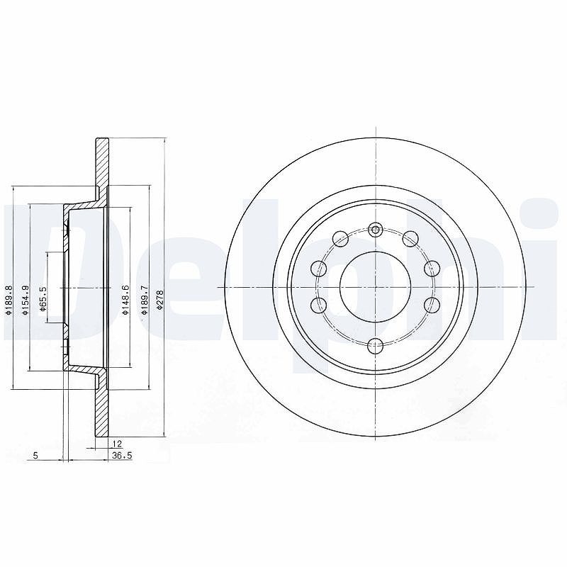 Delphi Bremsscheibe [Hersteller-Nr. BG3731C] für Cadillac, Saab, Opel, Fiat, Vauxhall
