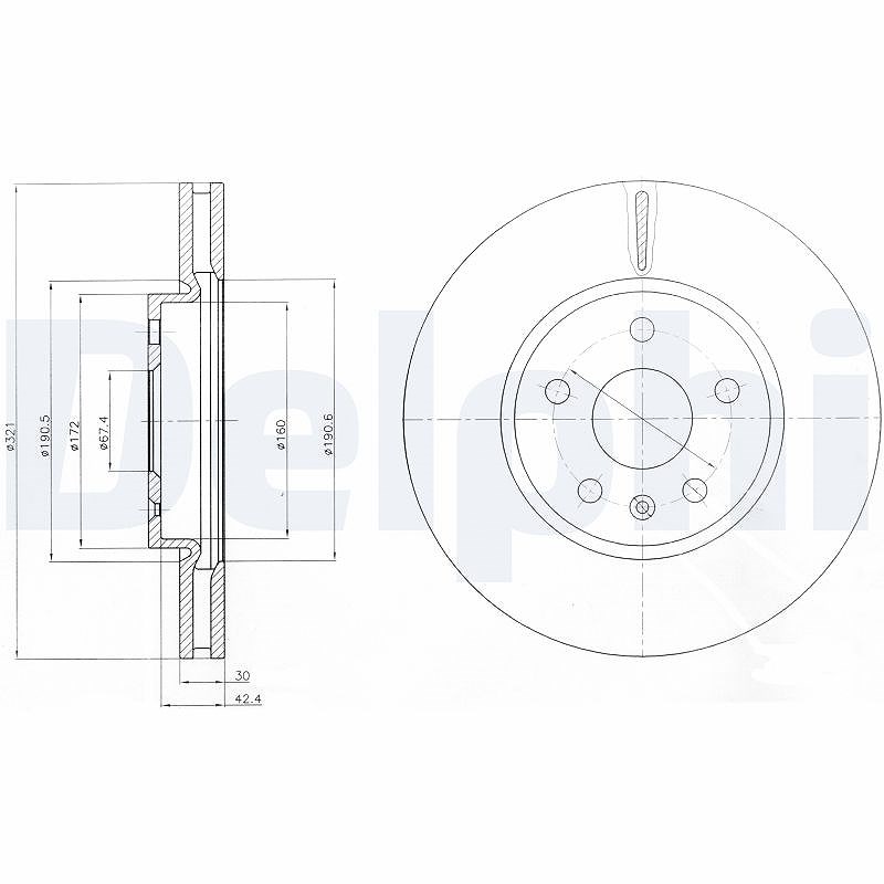 Delphi Bremsscheibe [Hersteller-Nr. BG4189C] für Chevrolet, Saab, Vauxhall, Opel