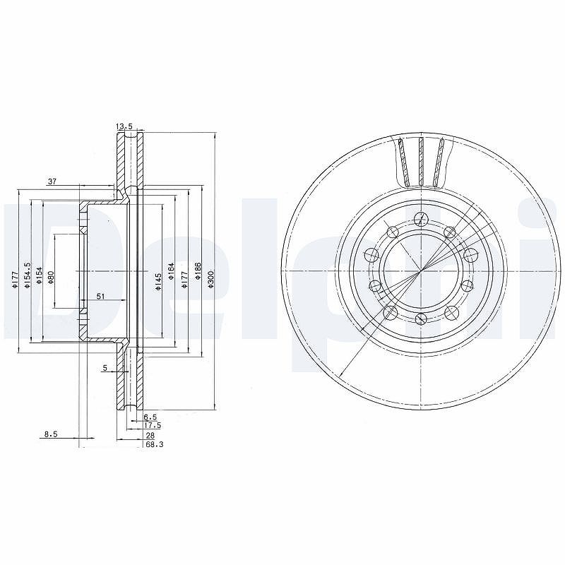 Delphi Bremsscheibe [Hersteller-Nr. BG2372] für Mercedes-Benz