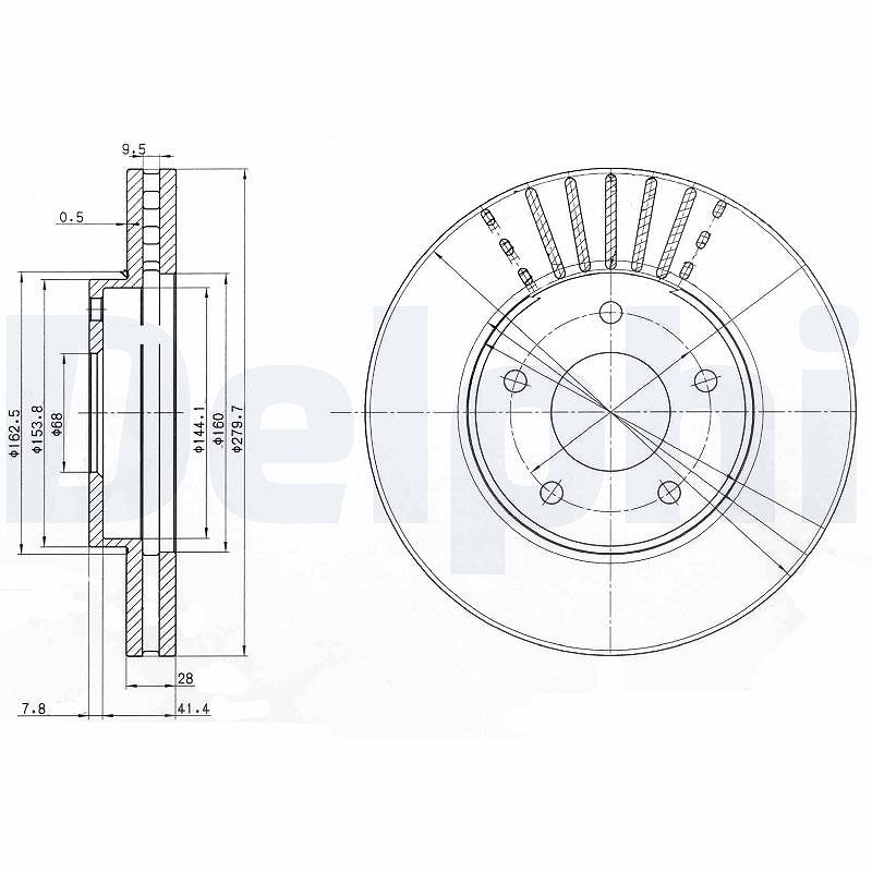 Delphi Bremsscheibe [Hersteller-Nr. BG3816] für Nissan