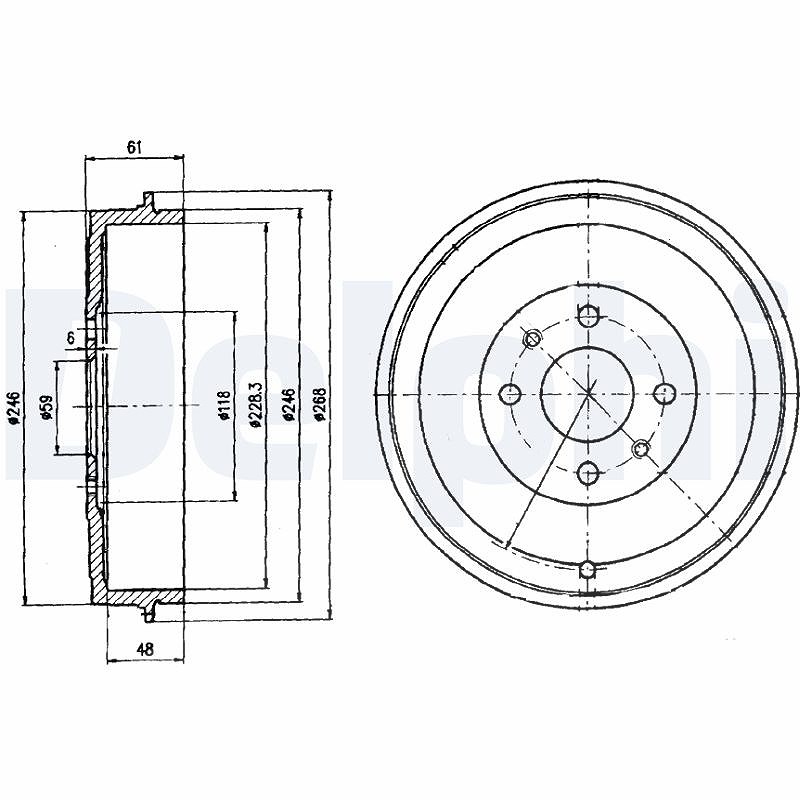 Delphi Bremstrommel [Hersteller-Nr. BF379] für Lancia, Cadillac, Vauxhall, Opel, Citroën, Peugeot, Fiat, Alfa Romeo
