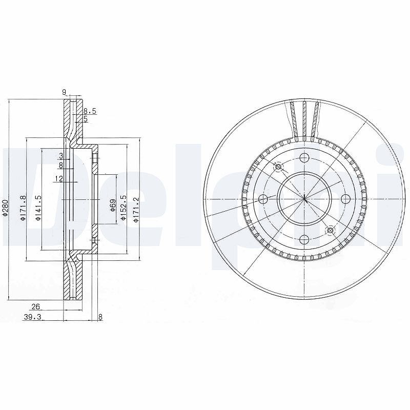Delphi Bremsscheibe [Hersteller-Nr. BG4013] für Kia, Hyundai