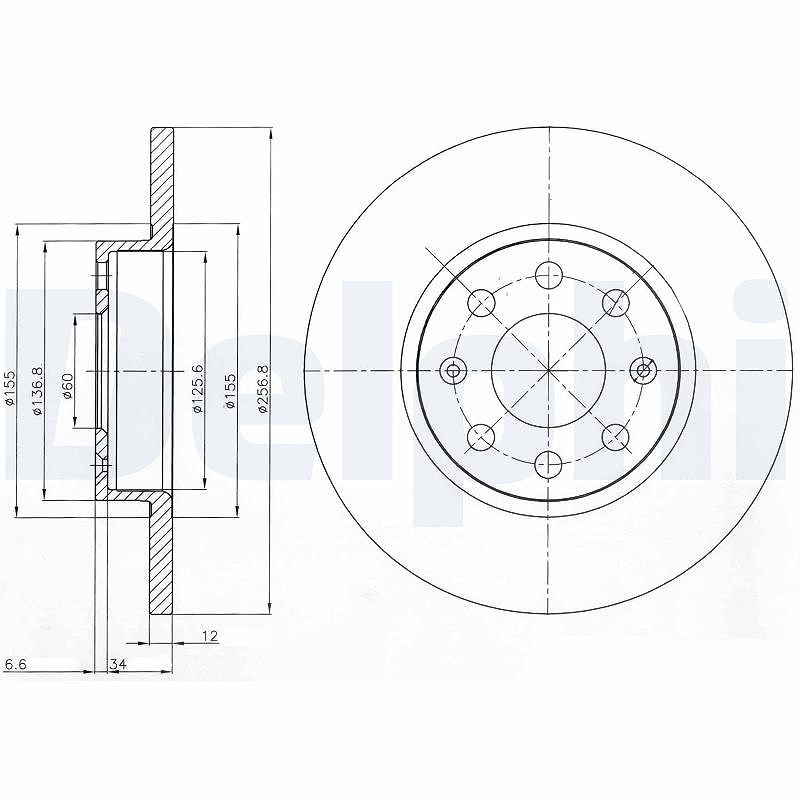Delphi Bremsscheibe [Hersteller-Nr. BG4155] für Vauxhall, Opel, Fiat