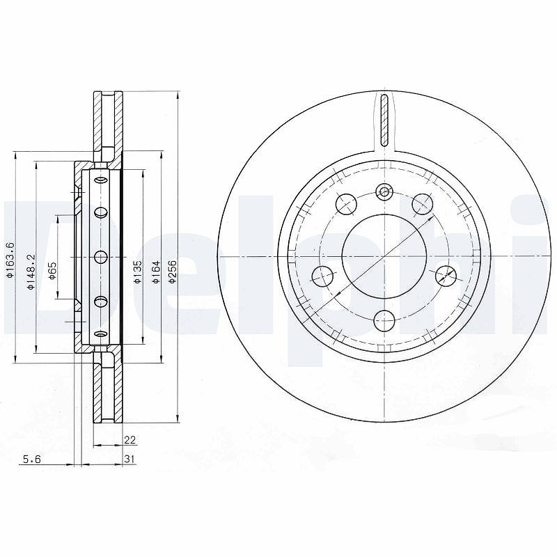 Delphi Bremsscheibe [Hersteller-Nr. BG3611] für VW, Audi, Seat