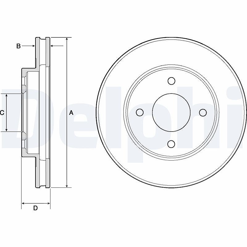 Delphi Bremsscheibe [Hersteller-Nr. BG4742C] für Nissan
