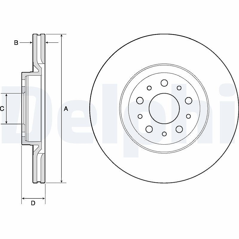 Delphi Bremsscheibe [Hersteller-Nr. BG4797C] für Fiat