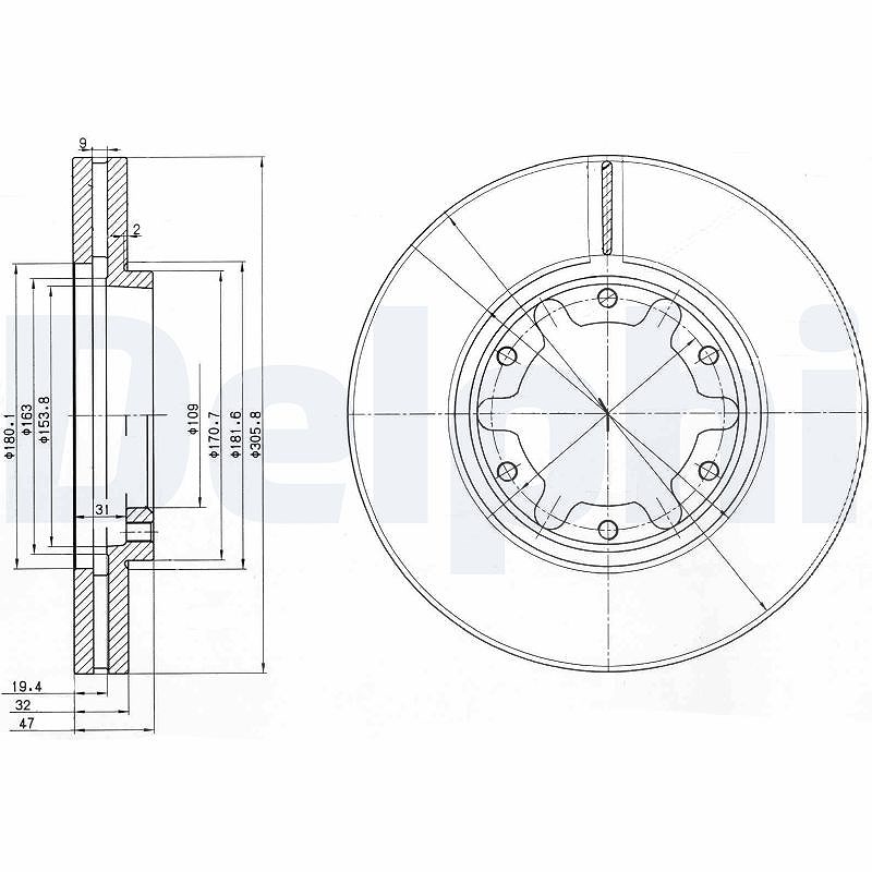 Delphi Bremsscheibe [Hersteller-Nr. BG3817] für Nissan