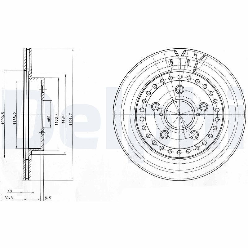 Delphi Bremsscheibe [Hersteller-Nr. BG3536] für Toyota