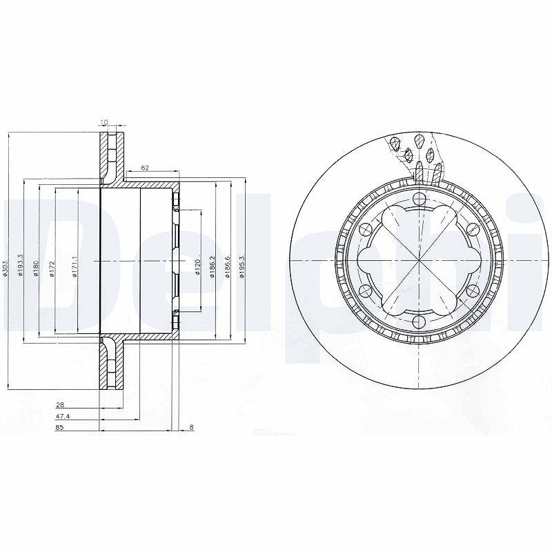 Delphi Bremsscheibe [Hersteller-Nr. BG9015] für VW, Mercedes-Benz