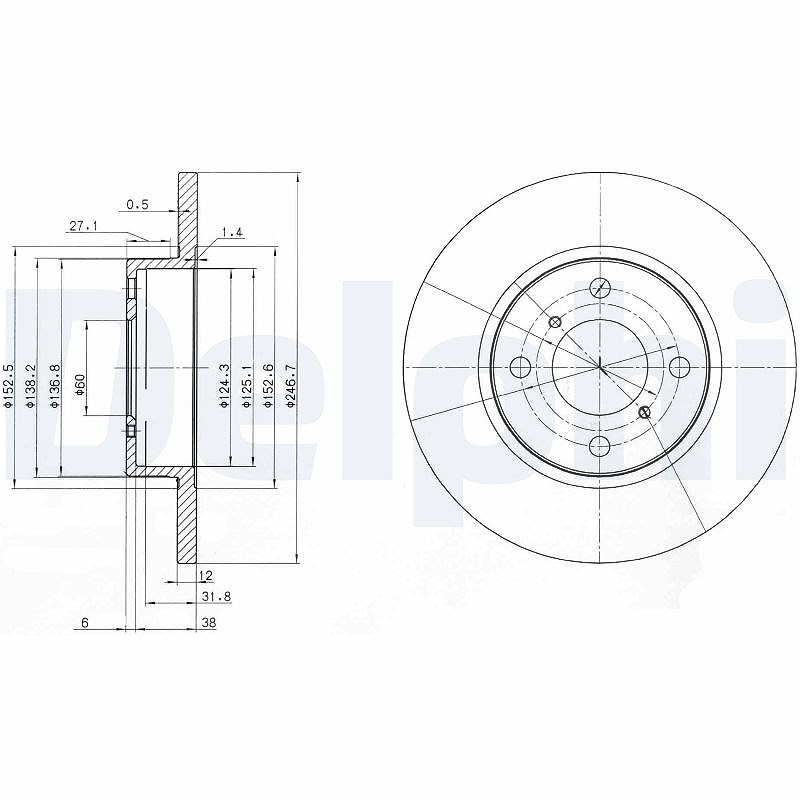 Delphi Bremsscheibe [Hersteller-Nr. BG3769] für Opel, Suzuki, Vauxhall