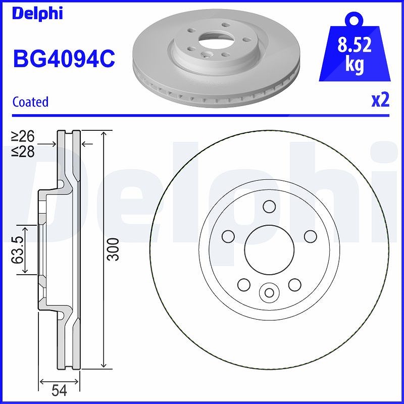 Delphi Bremsscheibe [Hersteller-Nr. BG4094C] für Volvo, Ford, Land Rover