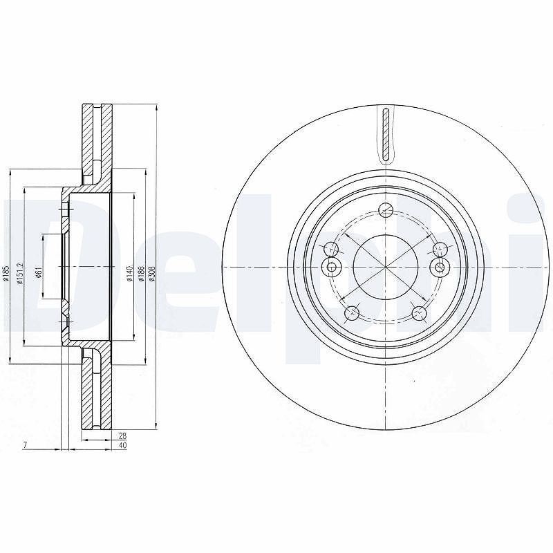 Delphi Bremsscheibe [Hersteller-Nr. BG4167] für Renault