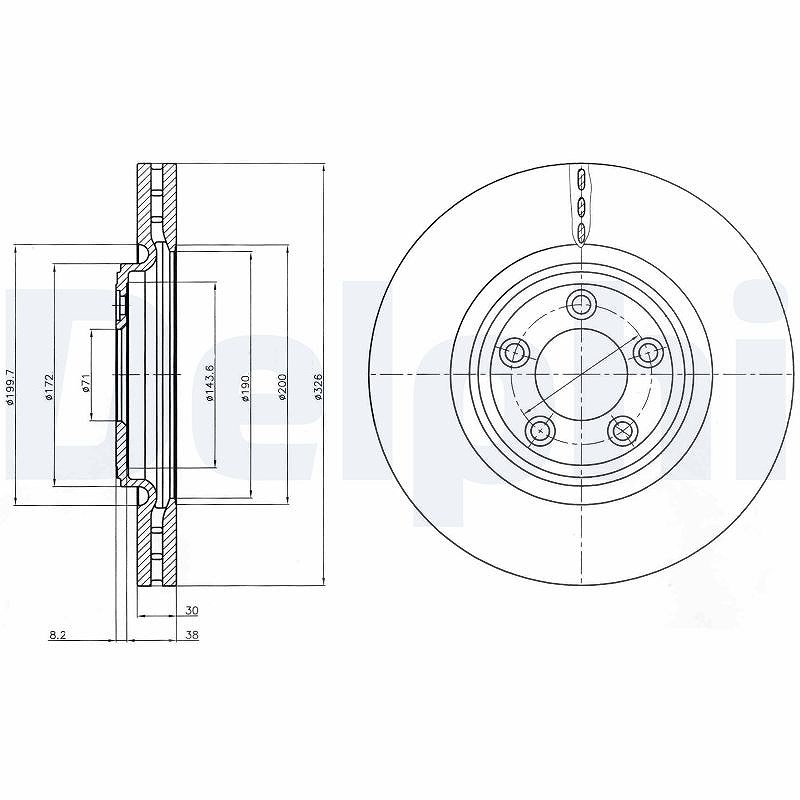 Delphi Bremsscheibe [Hersteller-Nr. BG4203C] für Jaguar