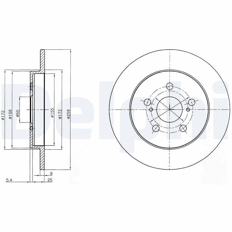 Delphi Bremsscheibe [Hersteller-Nr. BG4201C] für Lexus, Subaru, Toyota