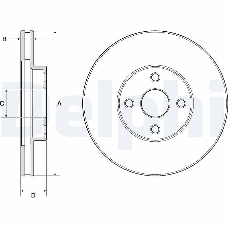 Delphi Bremsscheibe [Hersteller-Nr. BG3780] für Toyota