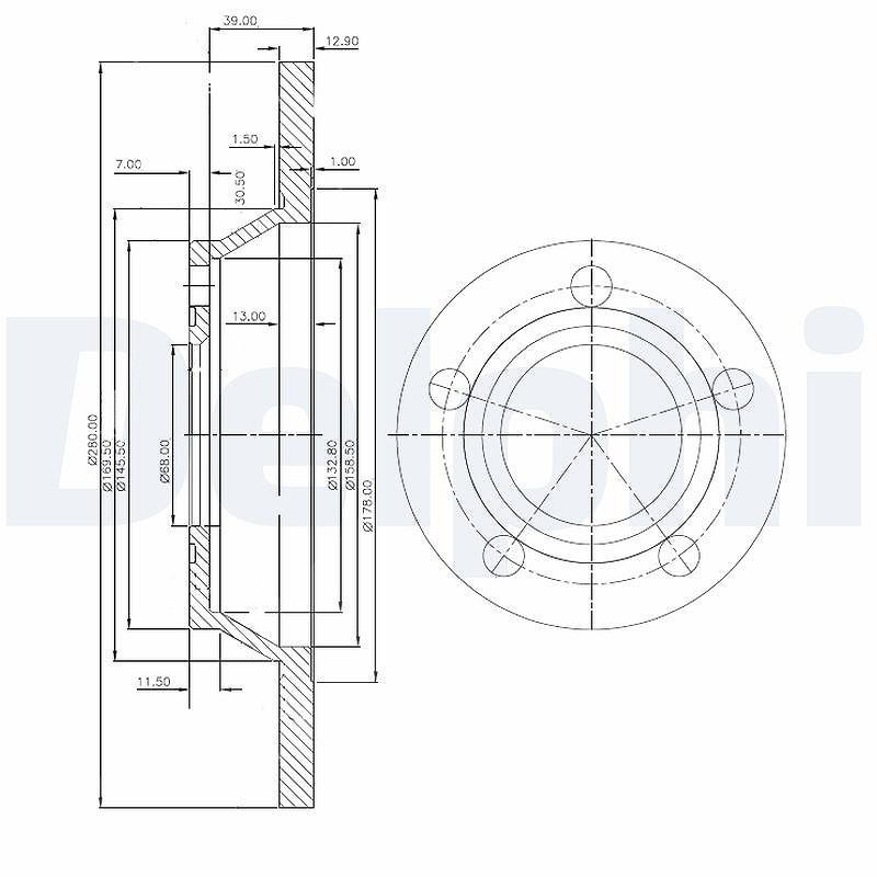 Delphi Bremsscheibe [Hersteller-Nr. BG2987] für Audi