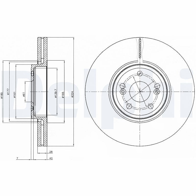 Delphi Bremsscheibe [Hersteller-Nr. BG9687] für Renault