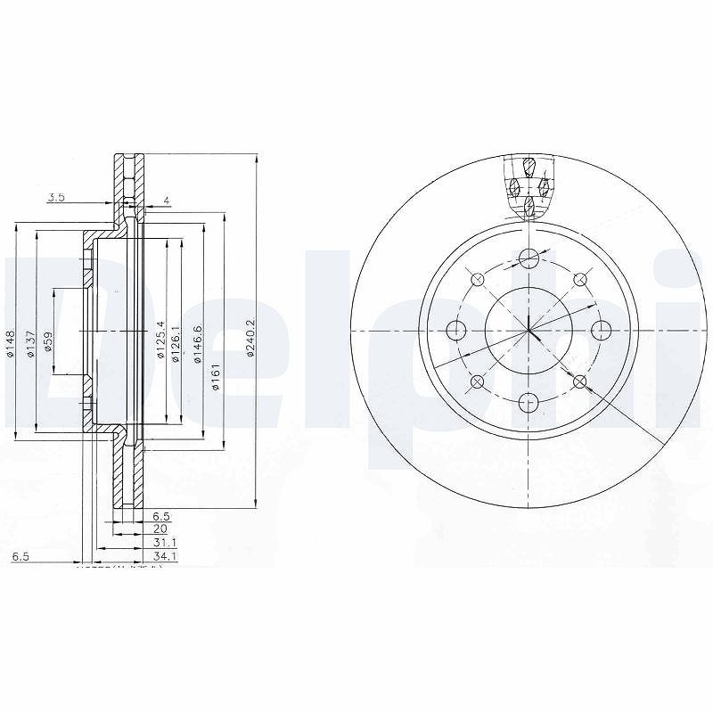 Delphi Bremsscheibe [Hersteller-Nr. BG3839] für Fiat, Ford