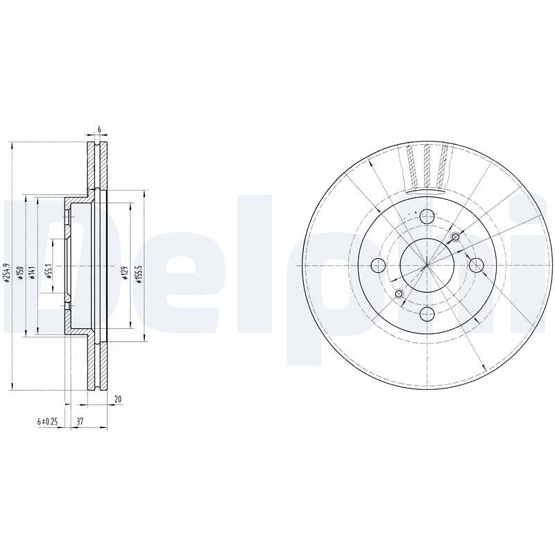 Delphi Bremsscheibe [Hersteller-Nr. BG3520] für Toyota, Geely